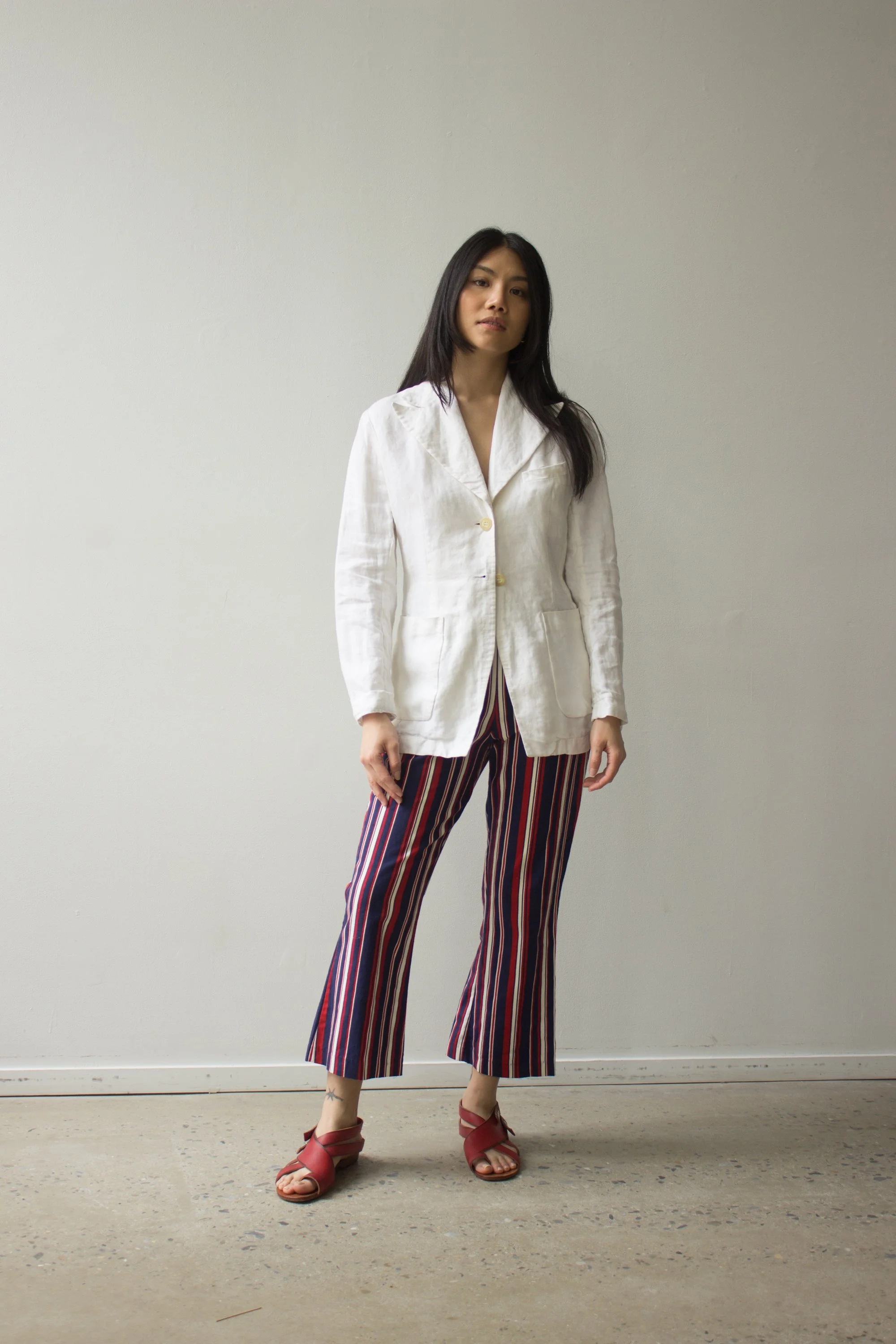 DRIES VAN NOTEN コットン100 白ジャケット 1990s Dries Van Noten White Linen Blazer — Wayward Collection